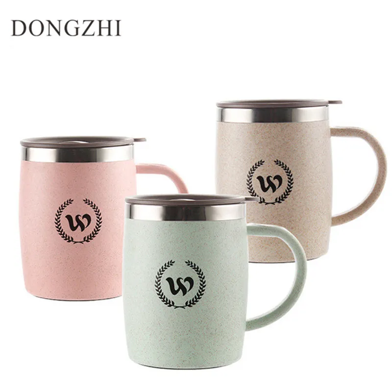 

Eco-Friendly Wheat Mug 304 Stainless Steel Insulation Cup Coffee Men And Women Office Water Mugs Best Gift Couple Cups BT0018