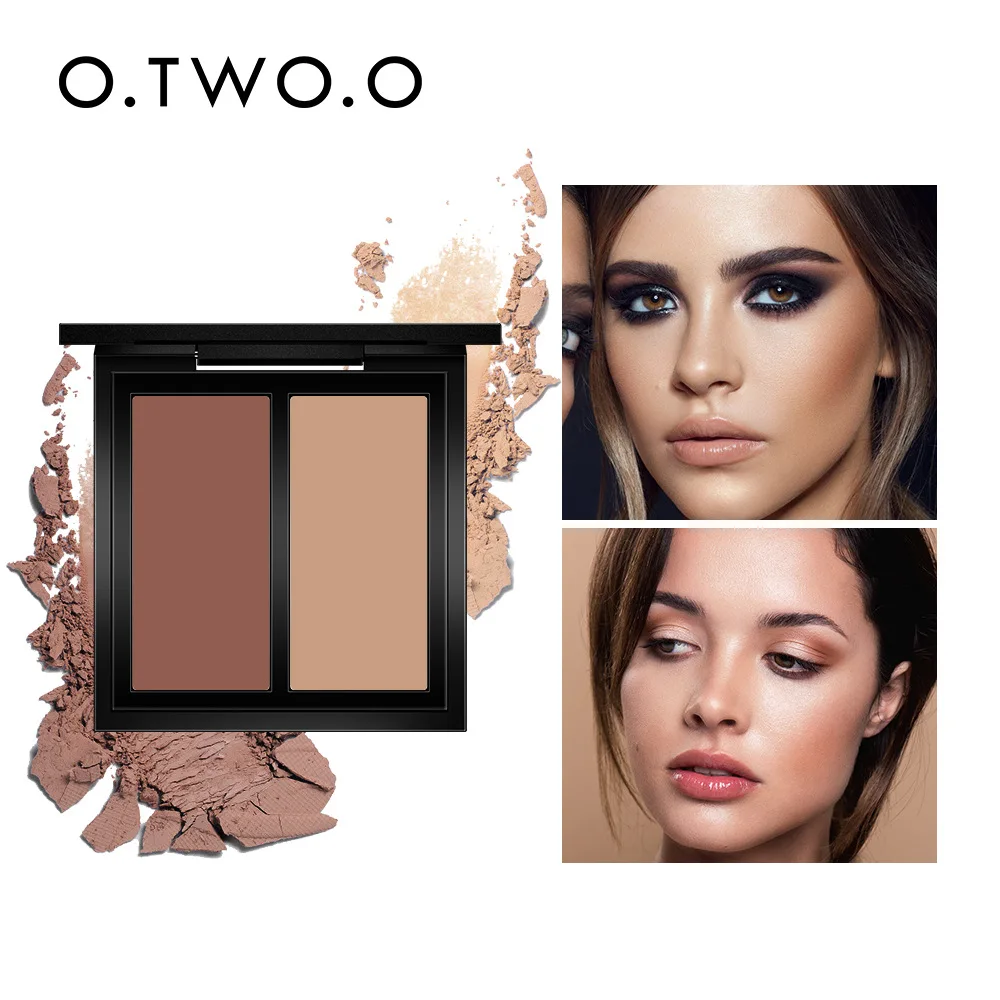 

O.TWO.O Makeup Highlighter Powder Palette Long-lasting Oil Control Brightening Natural Concealer 3D Face Contour Repair Powder