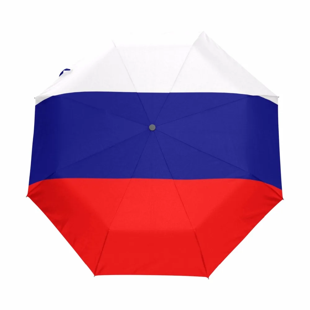 Fully Automatic Umbrella Rain Women Three folding Black Coating Russia