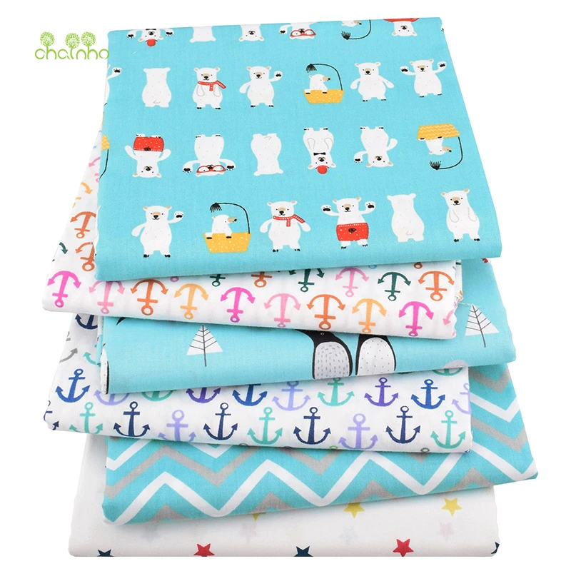 Chainho, 6 шт./партия, новая серия медведь и Пингвин, твиловая, хлопковая ткань, Лоскутная Ткань, DIY шитье и квилтинг для Bay& детский материал