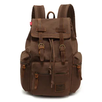 

New fashion men's backpack vintage canvas backpack school bag men's travel bags large capacity travel laptop backpack bag V5-11