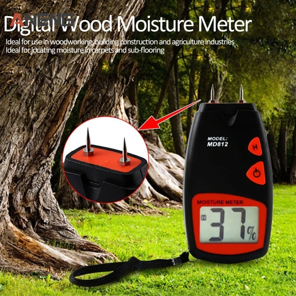 Goedkoop MD812 Digitale Hout Vochtmeter Met Lcd scherm Twee Pins Vochtigheid Tester Timber Vochtige Detector Vochtmeter Test Tester