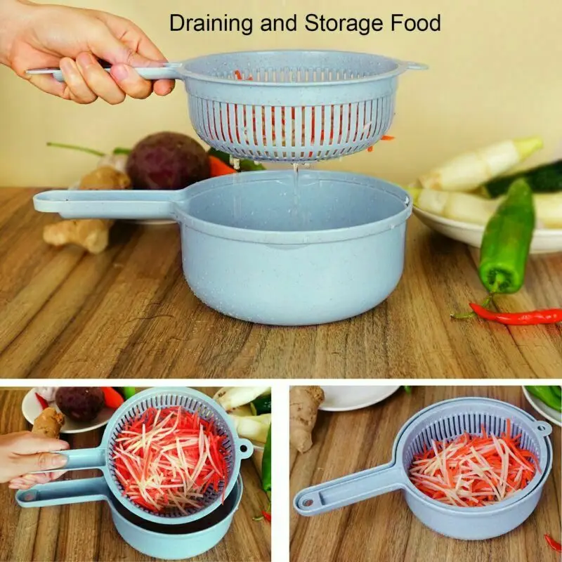 

9 IN 1 Slicer Vegetable Cutter Potato Onion Carrot Grater Peeler Chopper With Strainer Vegetable Kitchen Accessories