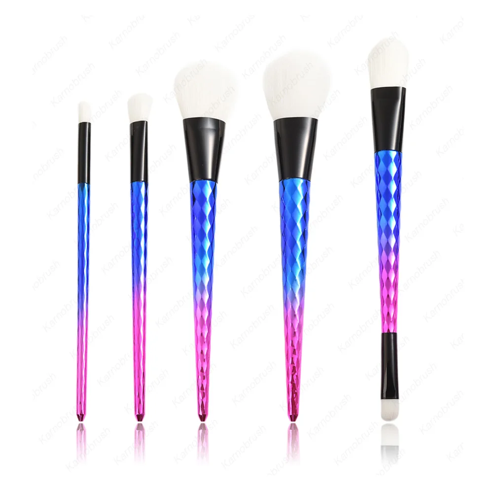 

5pcs Diamond Makeup Brushes Gradient Color Lip Eyeshadow Powder Blusher Foundation Brush Double Head Unicorn Makeup Brushes Kits