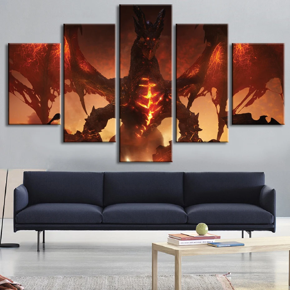  World War Battle DOTA Modern Game color Paintings Poster Wall Print color 5 Panel Home Decorations 
