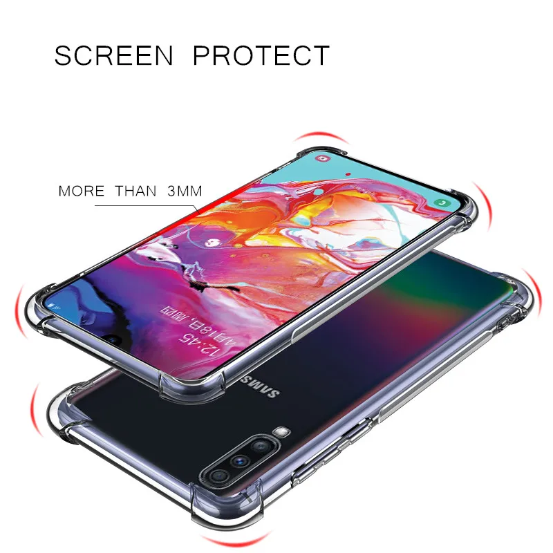 For Galaxy A50 A30 A70 Anti-shock Soft Clear silicone TPU cover Case For Samsung Galaxy A60 phone case transparent cover