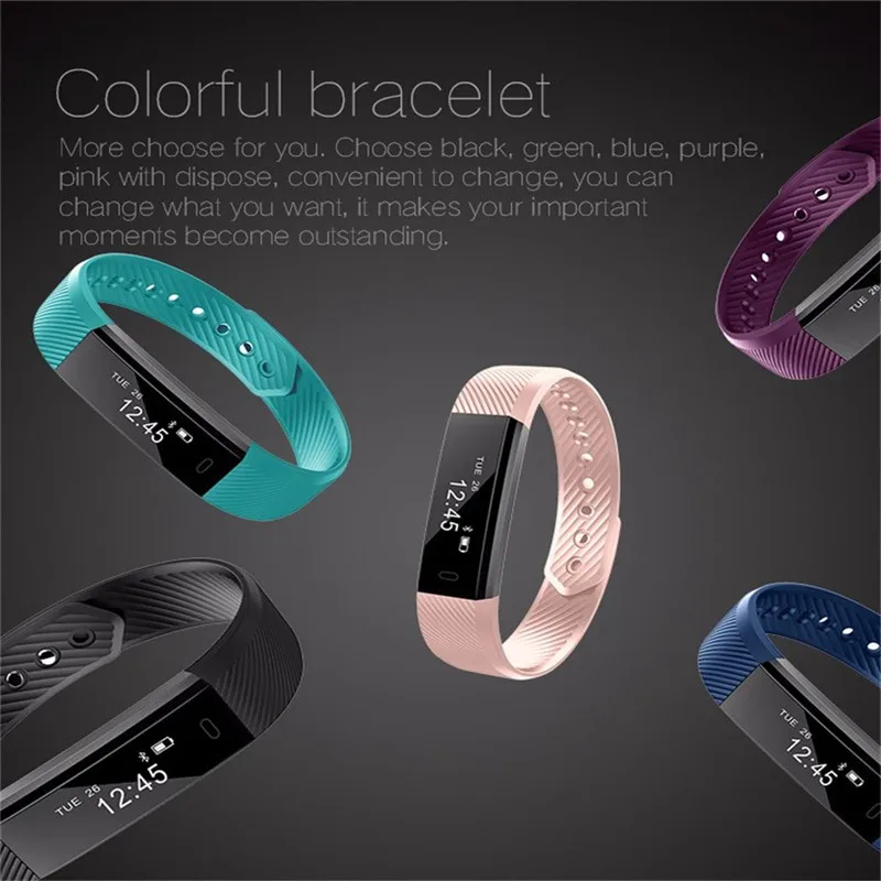 ID115 Smart Bracelet Fitness Watch Alarm Clock Step Counter Smart Wristband Bluetooth Sport Sleep Tracker Monitor