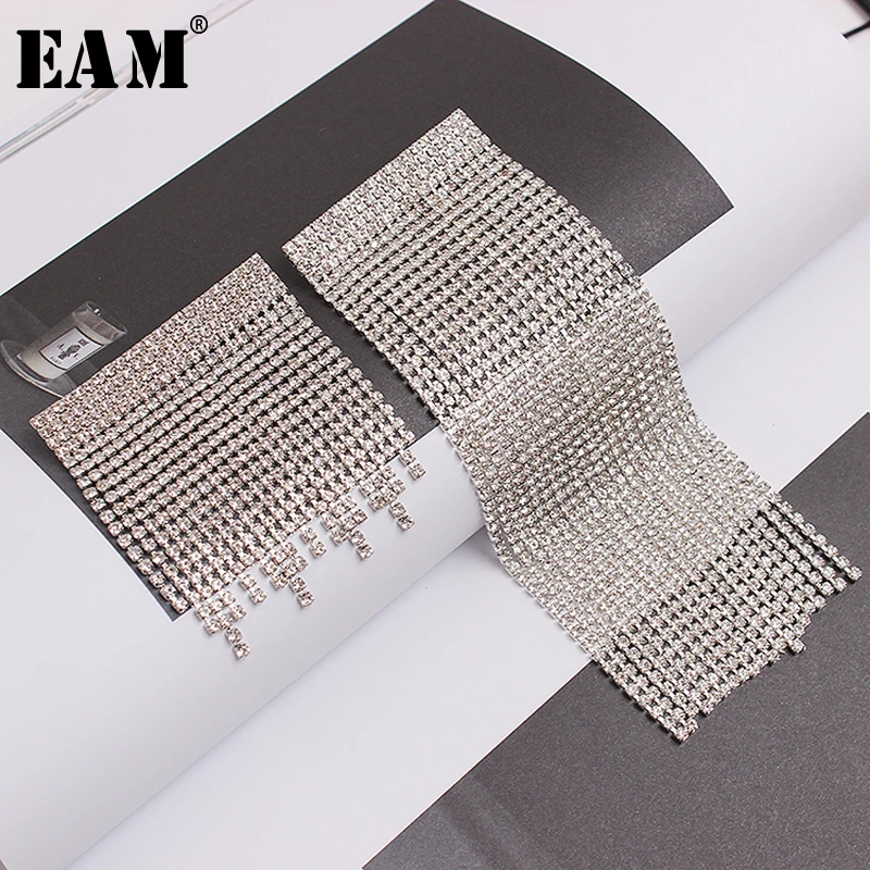 

[EAM] 2019 New Spring Summer Rhinestone Tassels Blingbling Personality Accessories Brooches Women Fashion Tide All-match JR933