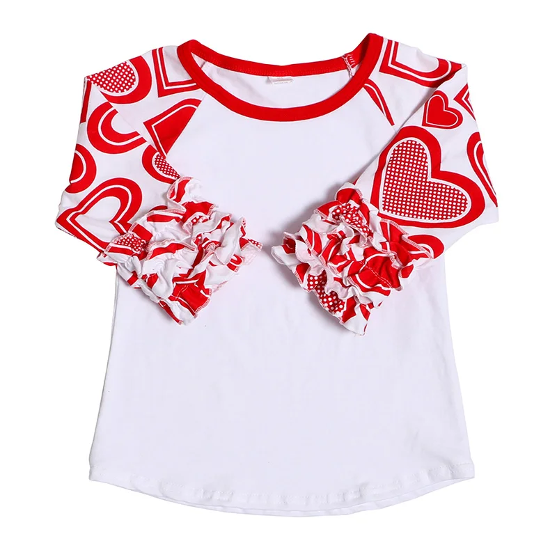 Коллекция года наряды на день Св. Патрика детская одежда регланы верх футболки детские с оборками регланы детская одежда с рисунками кролика - Цвет: 48 heart