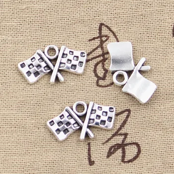 

6pcs Charms Racing Flag 13x22mm Antique Tibetan Silver Color Pendant Findings Accessories DIY Vintage Choker Handmade Jewelry