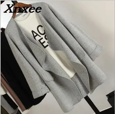 Office Lady Sweaters Fashion 2018 Women Turn-down Collar Long Sleeve Knitted Cardigan Long Winter Tops for Women Xnxee