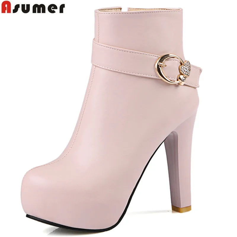 

ASUMER 2018 hot sale new arrive women boots fashion autumn winter ladies boots super high solid color ankle boots platform