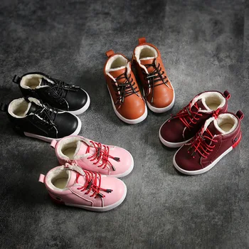 

Winter Boots Girls And Boys Warm Winter Shoes Side Zipper 2-3-4-5-6-7 Years Old Baby Cotton Shoes Children Boots