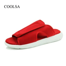 COOLSA/Новинка; мужские модные пляжные сланцы; мужские однотонные повседневные домашние тапочки; Дышащие Мягкие Шлепанцы на плоской подошве
