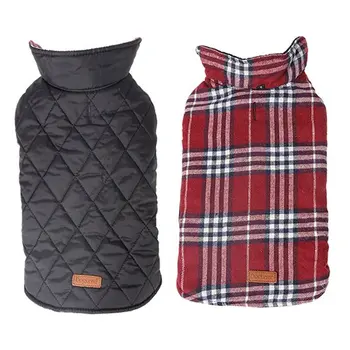 

Reversible British Style Grid Dog Jacket,GOPAW,Water Repellent Quilted Winter Clothes for Pet