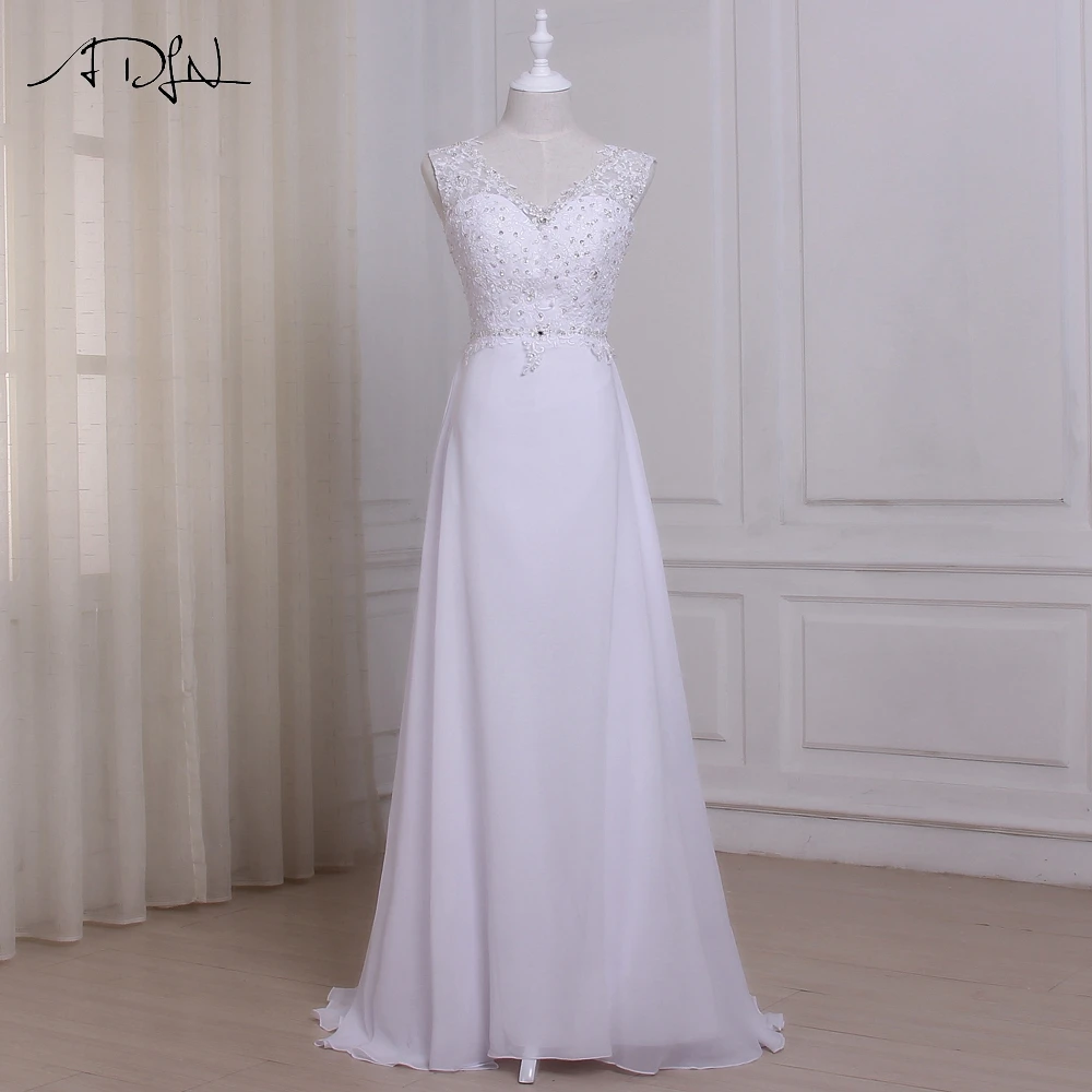 

ADLN Cheap Beach Wedding Dress Plus Size Vestido De Novia Bride Dresses Chiffon Beaded Customized Robe De Mariage
