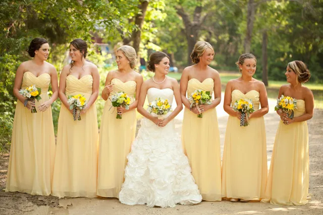 pastel yellow bridesmaid dresses