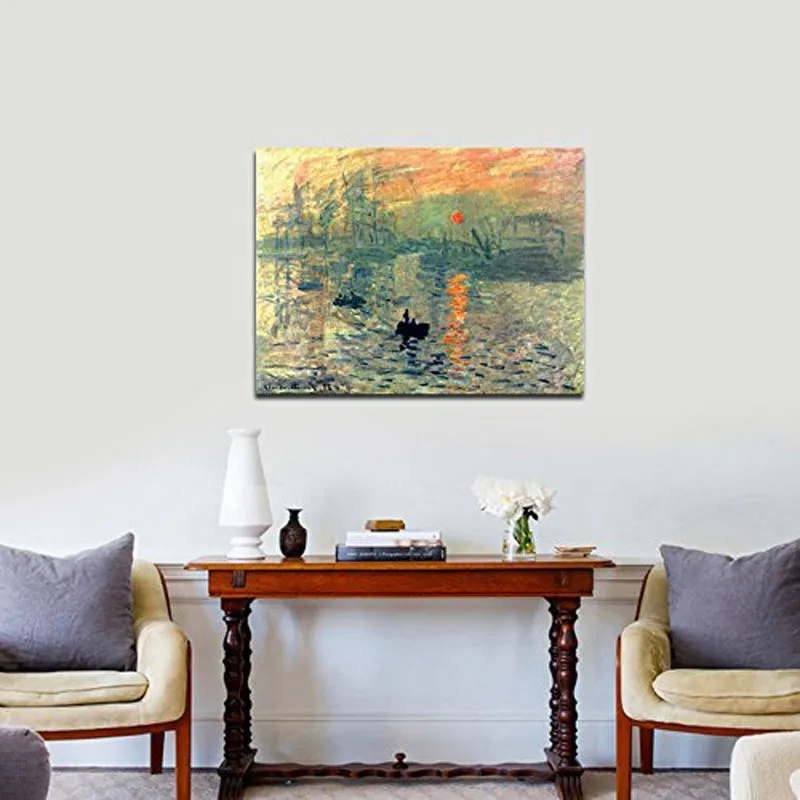 

Sunset by Claude Monet Famous Oil Paintings Reproduction Modern Canvas Seascape Artwork Sea Wall Art for Living Room Decoration