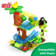 Funlock Duplo 39 pcs Toys Blocks Building Set Crystal Marble Run Jungle Educational Gift Bricks for Kids Children funlock duplo marble run plastic slide 43p blocks crystal snowice building toys for children