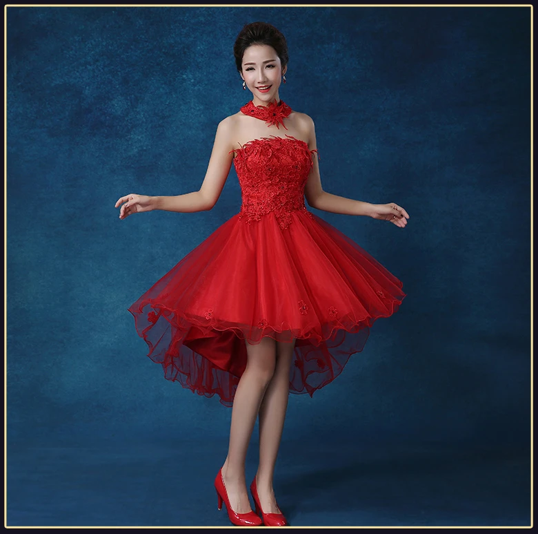 Особый случай сладкий 16 девушка розовый красный Асимметричный без бретелек женщин асимметричный подол спереди длинное вечернее платье платья для выпускного вечера