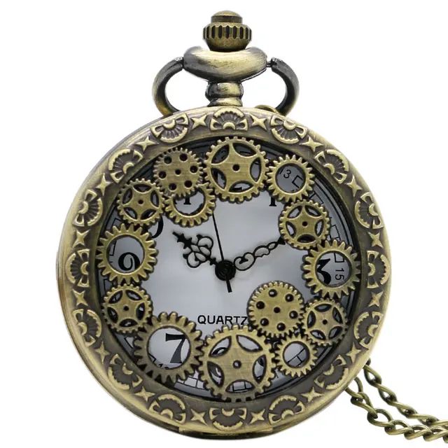 2016 New Arrival Hollow Gearwheel Bronze Quartz Pocket Watch Necklace Clock Drop 2016 New Arrival Hollow Gearwheel Bronze Quartz Pocket Watch Necklace Clock Drop