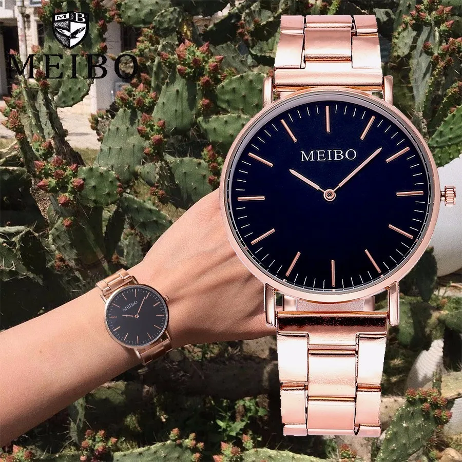 

MEIBO Brand Fashion Women Dress Watch Casual Luxury Stainless Steel Strap Ultra Thin Watches Clock Relogio Feminino Hot