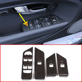

4Pcs Oak Wood ABS Chrome Interior Window Lift Button Frame Trim For Land Rover Range Rover Evoque 2012-2018 Car Accessories
