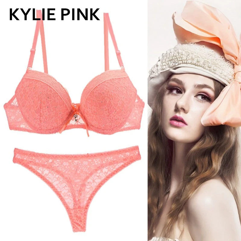 KYLIE/розовые кружевные бюстгальтеры для девочек комплекты трусов Прозрачный
