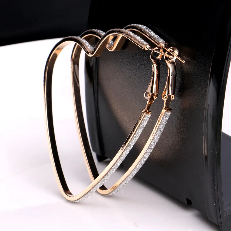 

Charm Dull Polish Silver Gold Big Hoop Earrings 2 Circle Round Eardrop Girl Fashion Gold silver Plated polishing for Women -248