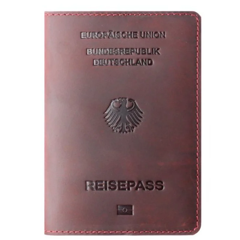 Genuine Leather Germany Passport Cover Credit Card ID Holder Men Passport Case Business Unisex Travel Wallet Case Deutschland