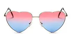 Red and blue Vintage Heart Sunglasses Women Sweet Hearts Funny Men and Women Eyelasses Alloy Retro Sun Glasses UV 400 Eyewear - Цвет линз: Red and blue