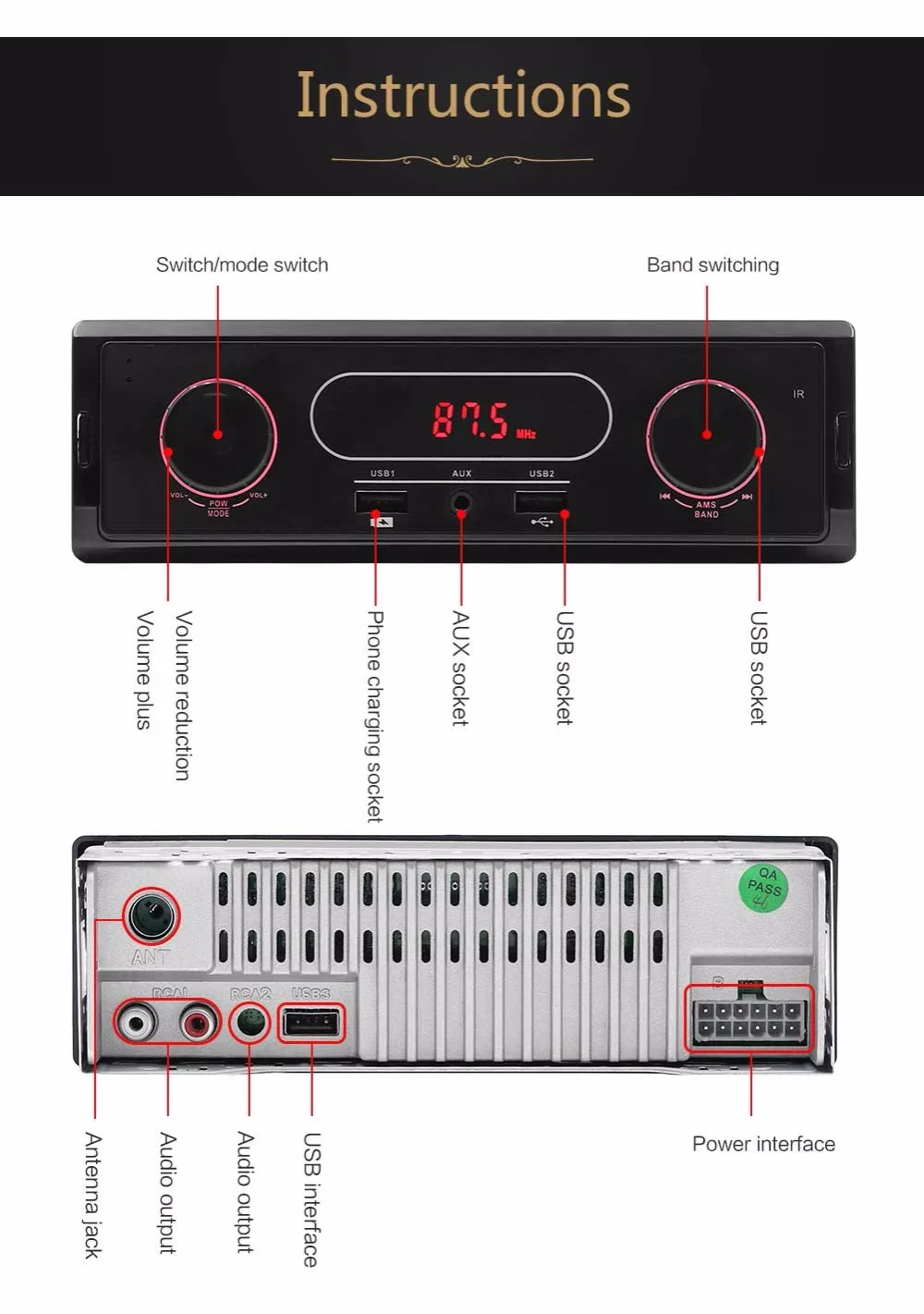 Автомагнитола 1DIN в-dash MP3 мультимедийный плеер стерео Поддержка FM USB UDisk FM AUX-IN отключение питания память дистанционное управление Авторадио