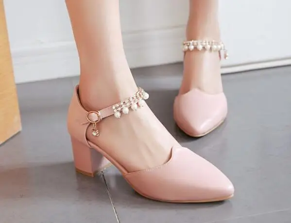 Da Elegante G61658 Grosso Sposa Pompe Caviglia white Black Cinghia Donne Donna Della Partito Zapatos pink Mujer Tacchi Scarpe Signore Ragazze Alti Delle 8xqZdw8t