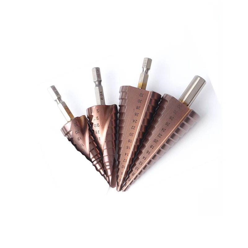 DIY HSS-CO M35 Hexagonal Shank Spiral Groove Step Drill Bit Metal Cone Step Drill Bit Stainless Steel Hole Saw Hole Cutter