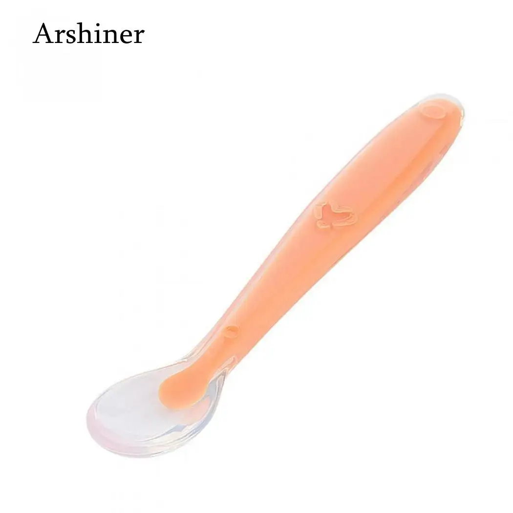 Kids Pattern Blue Pink Baby Green Feeding Soft Silicone Safe Geometric 18 Orange 7g Spoon Fashion Heart