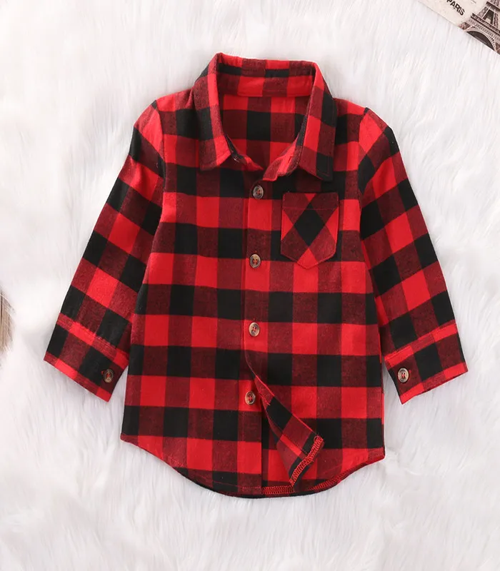 Новая модная Осенняя рубашка с длинными рукавами для маленьких мальчиков и девочек, клетчатые топы, блузка, одежда