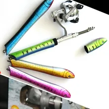 Миниатюрная карманная телескопическая удочка из алюминиевого сплава в форме рыбы, Удочка с катушкой, комплекты колес для зимней подледной рыбалки H150081B
