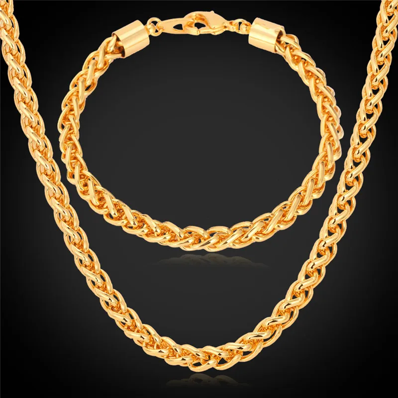 Kpop Chains Necklaces For Men Bracelets Gold Color New High Quality