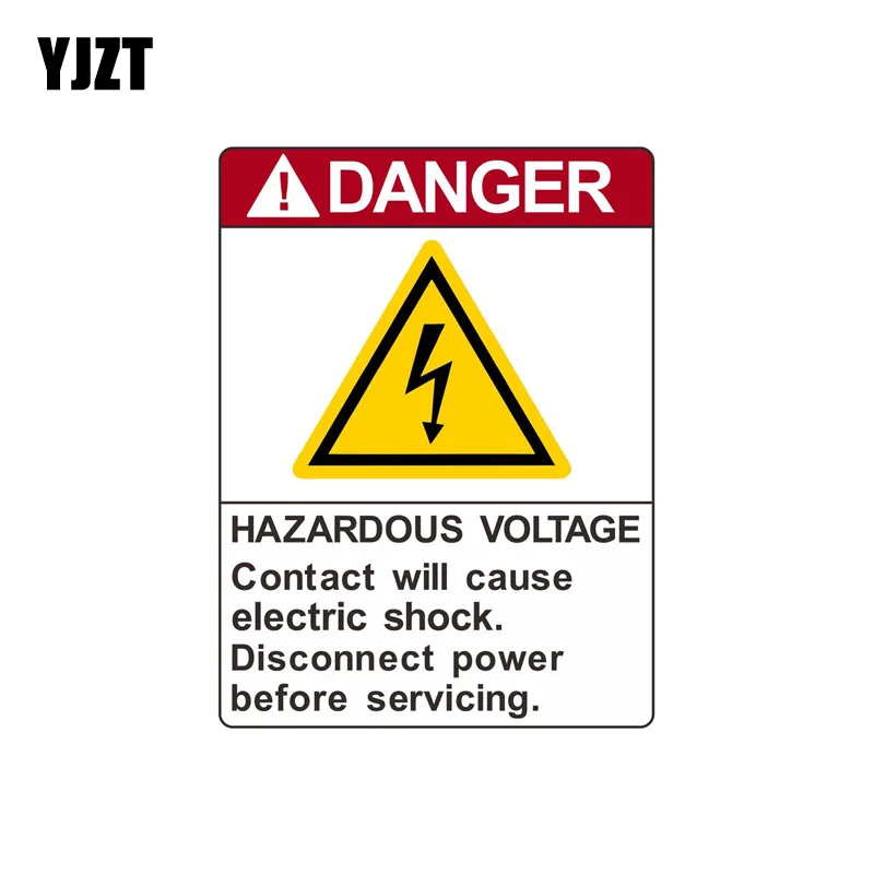 

YJZT 8.5*11.3cm WARNING Danger Hazardous Voltage Contact Will Cause Electric Retro-reflective Decals Car Sticker C1-8142