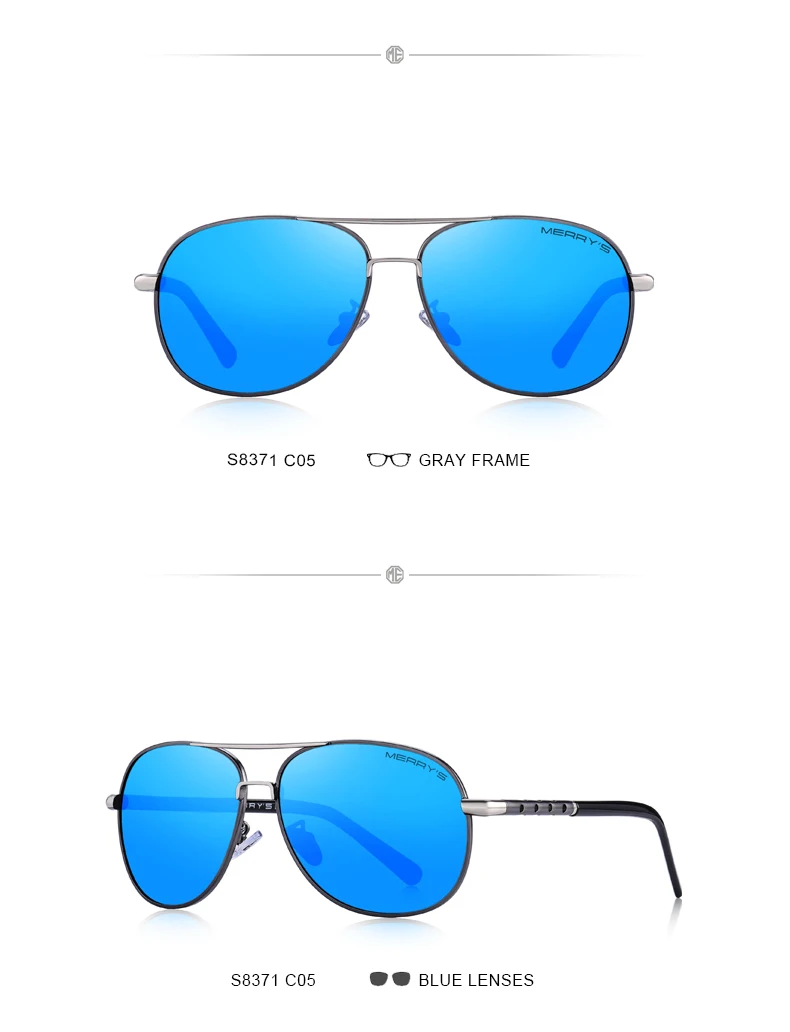 MERRYS, дизайнерские мужские классические солнцезащитные очки пилота, HD поляризационные солнцезащитные очки для мужчин, для вождения, авиационные, с защитой от уф400 лучей, S8371