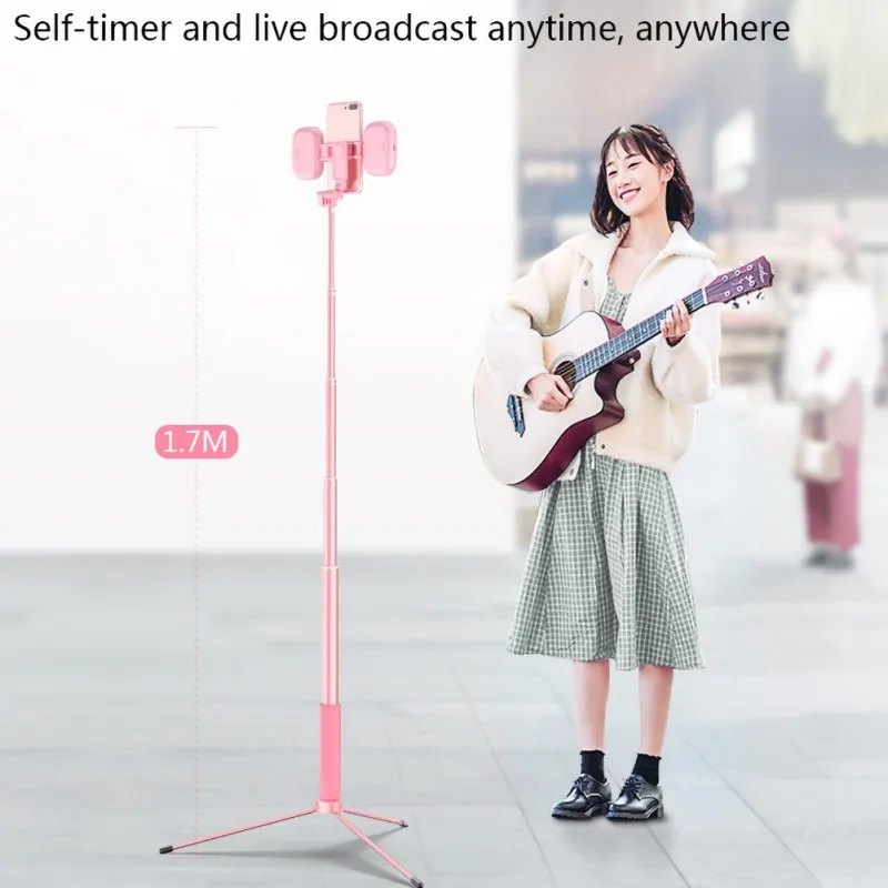 

High Quality Selfie Tripod Bluetooth Phone Holder Universal Tripod Selfie Stick Aluminum Alloy Folding Extendable Fill Light
