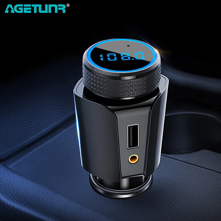 

AGETUNR T18 Bluetooth 4.1 Car Kit Handsfree Set MP3 Player FM Transmitter USB Car Charger 5V 2.1A Support Micro SD Card Music