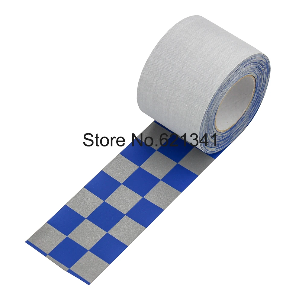 

Wholesale Silver & Blue High Visibility Bright Silver Reflective TC Fabric Tape Clothes Sewing on 50mm (2") x 300m