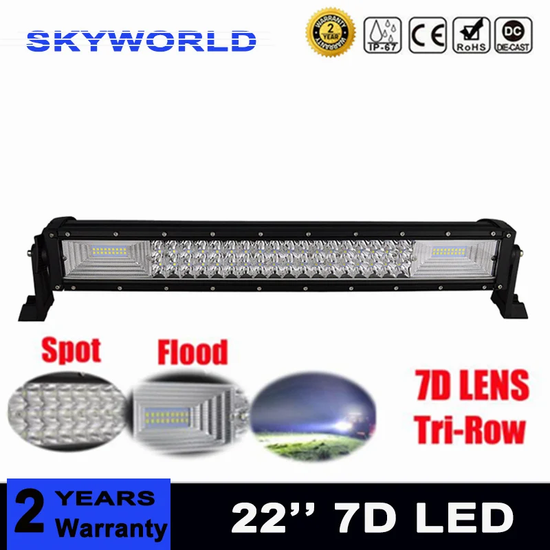 

22" 7D LENS Tri-Row 22Inch LED Light Bar Combo Beam For Ford Fiesta Offroad 4X4 4WD Truck ATV Tractor 12v 24v IP67 Work Lamp