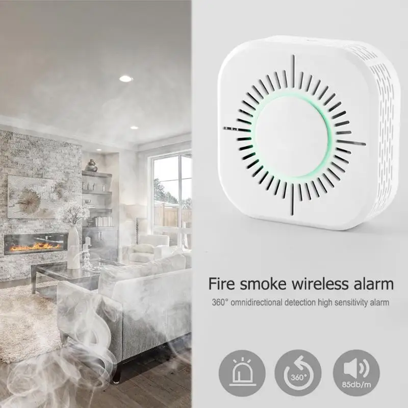 

433MHz Wireless Smoke Detector Fire Sensor Independent Acousto-optic Alarm