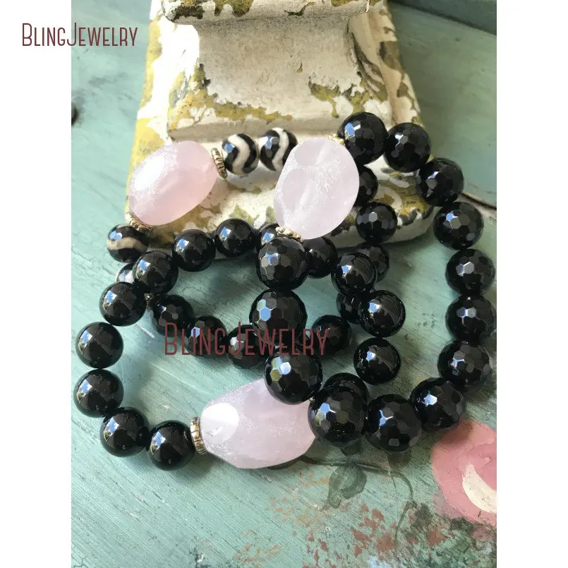 20181207-BM11304-pink and black unique glam stone bracelet boho accessory gift elegant style trendy jewelry_6