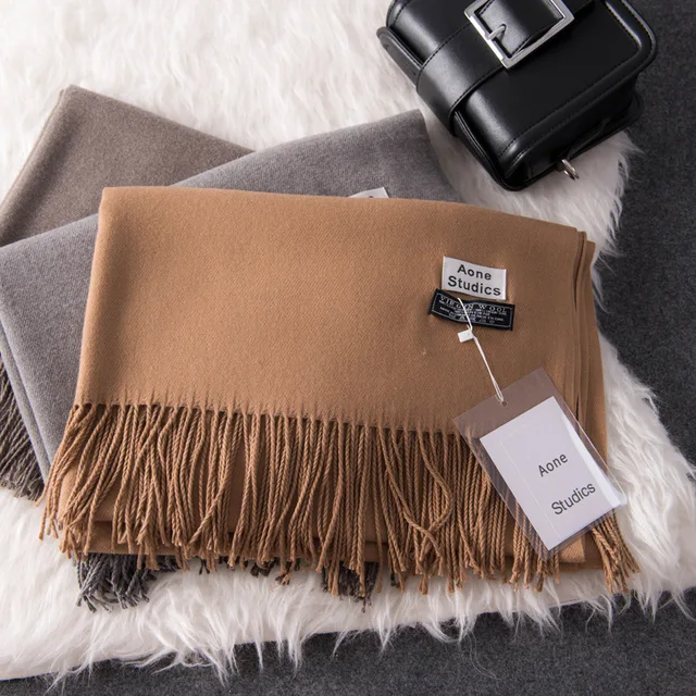 Women Solid Color Plain Cashmere Scarves with Tassel Women's Accessories Accessories