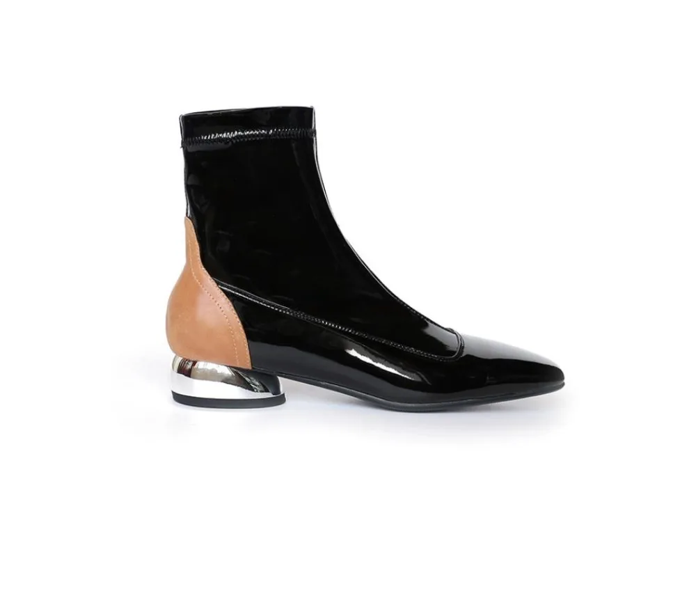 

Winter fashion new European head stretch thick leather warm short tube Martin boots