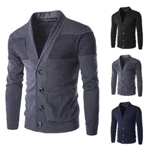 Не включая рубашка) Мода Нежный Для мужчин Slim Fit v-образным вырезом Трикотаж Свитер Кардиган Пальто Верхняя одежда Зимний вязаный свитер
