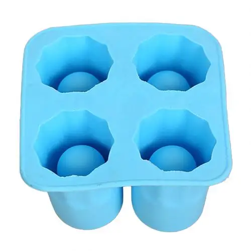 4 полости бар вечерние чашки для напитков форма льда Куб Плесень лоток замораживание кухонный инструмент "сделай сам" - Цвет: Синий
